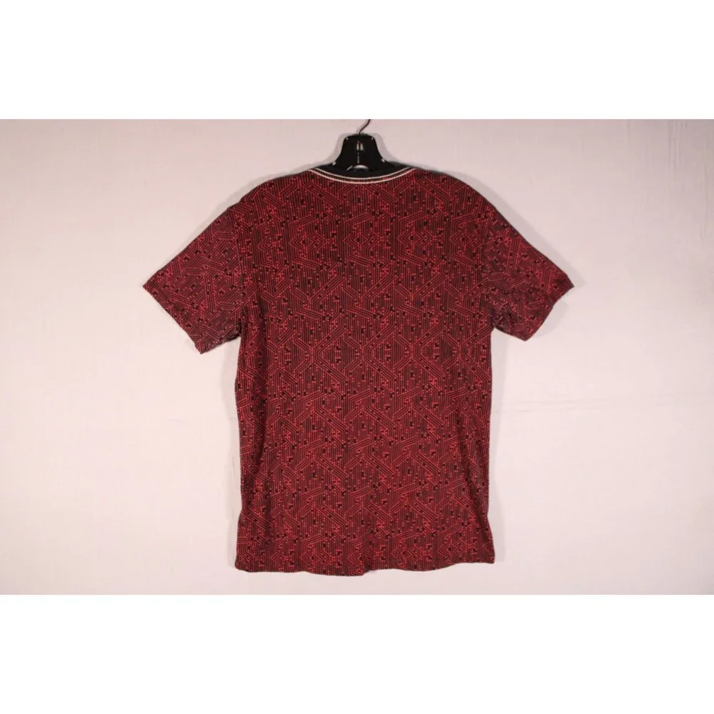 True Religion Men's Black Red All Over Print Buddha Graphic Crewneck T-Shirt S